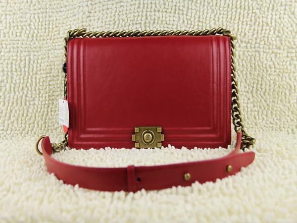 7A Chanel A66714 Le Boy Flap Shoulder Bag In Glazed Calfskin Red Online